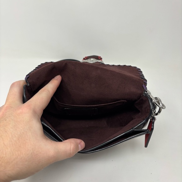 Coach Whipstitch Black Leather Georgie Saddle Bag Crossbody - Picture 8 of 16